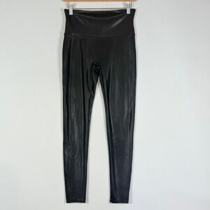 Spanx Faux Leather Leggings Womens Large High Waist Skinny Pants Black‎ Athletic